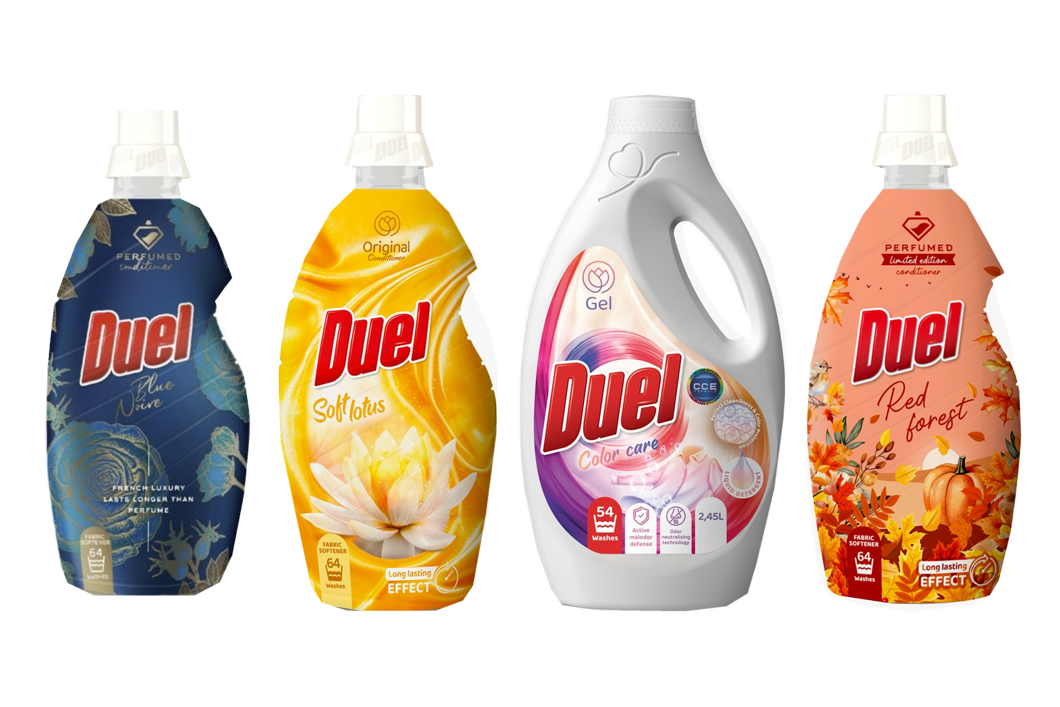 DUEL Blue Noire, Soft Lotus, Color Care et Red Forest